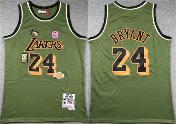 Men%27s Los Angeles Lakers #24 Kobe Bryant Green 1996-97 Throwback basketball Jersey